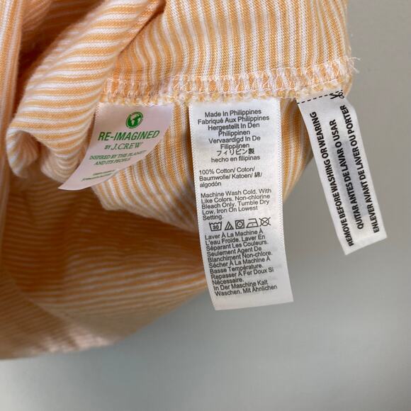 J. Crew Factory Striped Slub‎ Jersey Pocket Polo Shirt Orange Stripe Cotton XXL - Picture 6 of 10